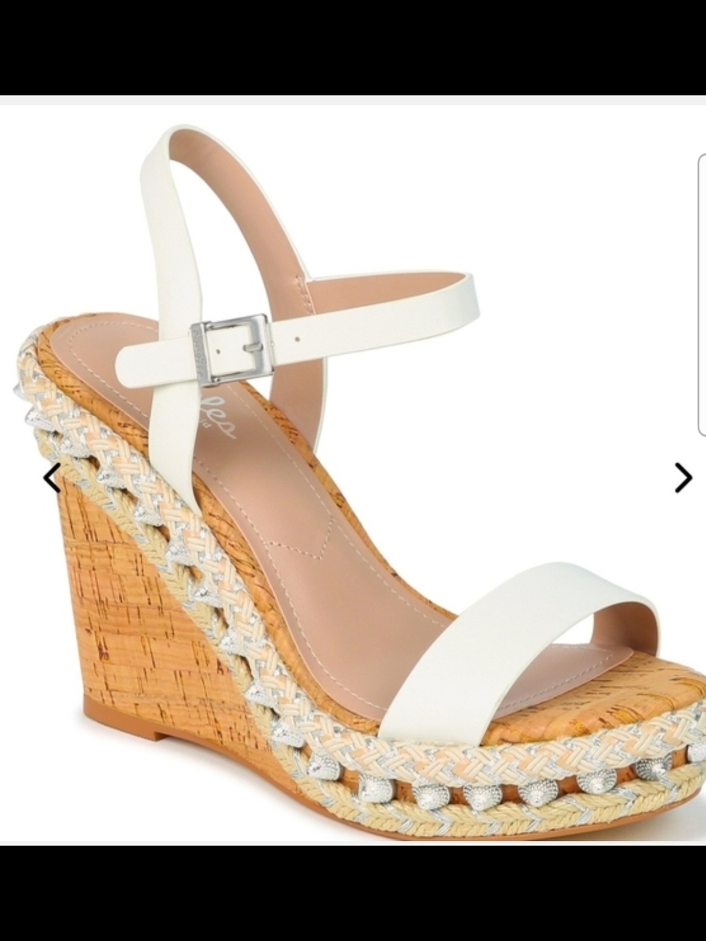 Charles By Charles David White Cork Braided Wedge Sandals